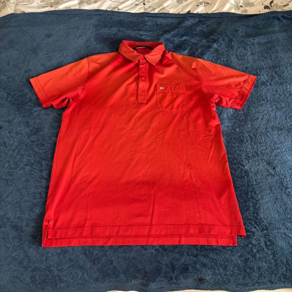 Travis Mathew mens red collared shirt sze Large